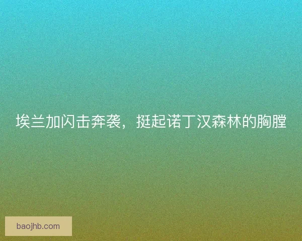 埃兰加闪击奔袭，挺起诺丁汉森林的胸膛